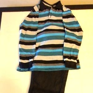 Teen boys, long sleeve shirt & jeans.